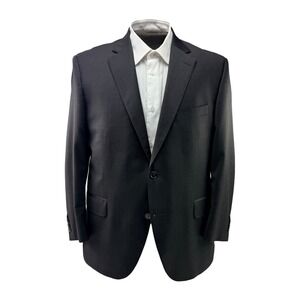 Peter Millar Mens Black Windowpane Ck Wool Blazer Sport Coat Jacket Size 42S